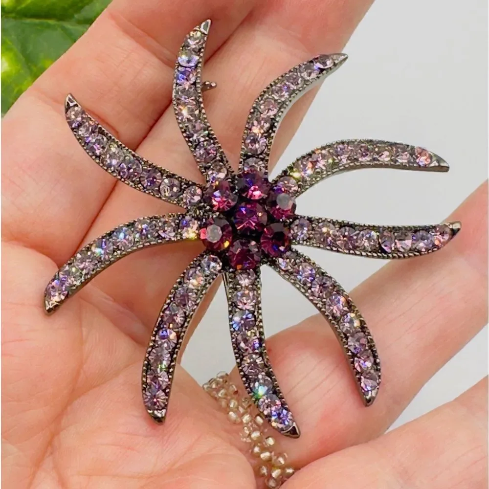 Vintage Crystal Starburst Brooch